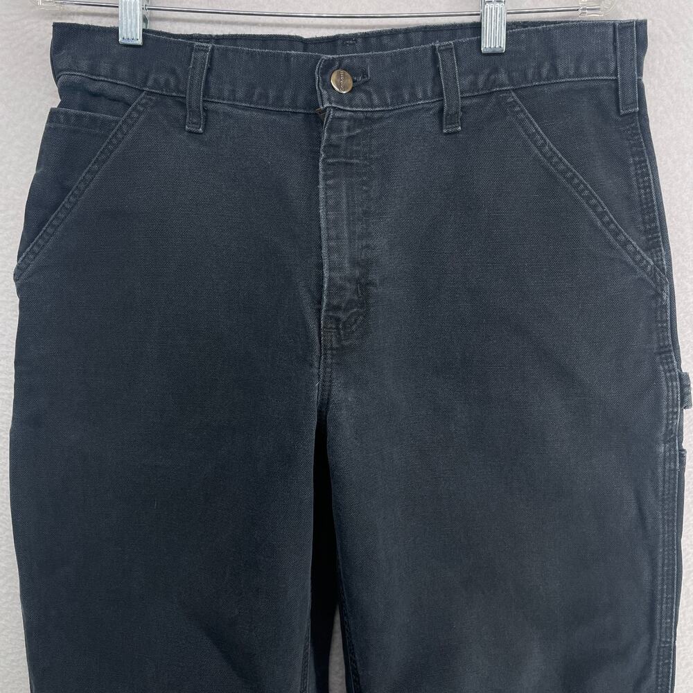 CARHARTT Pants Mens 33x30 B11 Loose Straight Washed Duck Carpenter Cotton Black - Picture 4 of 11